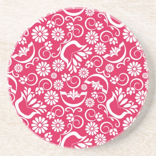 Práctico de costa floral rojo del vintage posavasos cerveza