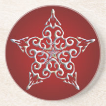 Práctico de costa iridiscente rojo de la estrella posavasos manualidades