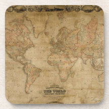 Prácticos de costa del corcho del vintage del mapa posavasos de bebidas