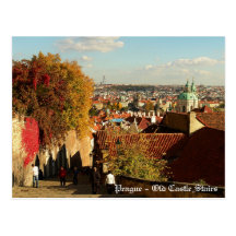 Praga - postal vieja de las escaleras del castillo