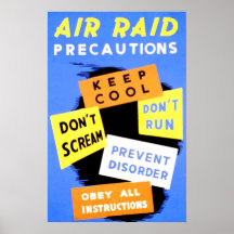 Precauciones del ataque aéreo posters