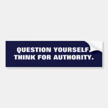 PREGUNTA YOURSELF.THINK PARA LA AUTORIDAD ETIQUETA DE PARACHOQUE