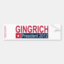 Presidente 2012 de Gingrich Etiqueta De Parachoque