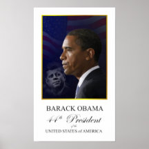 Presidente Obama con el poster de John F. Kennedy