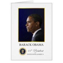 Presidente Obama con la tarjeta de felicitación el