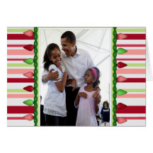 Presidente Obama Father y navidad de las hijas Tarjeton