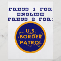 Presione 1 para el inglés 2 para la patrulla front tarjeta publicitaria