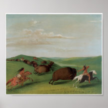 Pri 1832 del arte de la caza del búfalo de indios  poster
