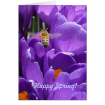 ¡Primavera feliz! "Azafranes y abeja de la miel " Tarjeton