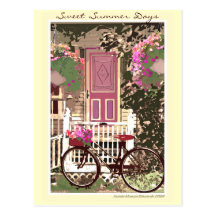 Primavera/flores y bici del verano tarjetas postales