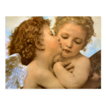 Primer beso por Bouguereau, ángeles del Victorian  Postal