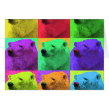Primer del oso polar de Popart del arte pop del Gr Tarjeta