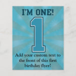 Primer muchacho del cumpleaños, soy uno, número az flyer personalizado
