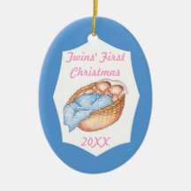 Primer muchacho del navidad de los gemelos/ornamen ornaments para arbol de navidad