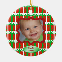 Primer navidad foto de encargo y nombre de Babys Adorno De Navidad