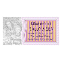 Primer personalizado púrpura anaranjado de Hallowe Tarjeta Fotografica