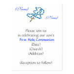 Primer rosario Invitación-Azul de la comunión sant Postal