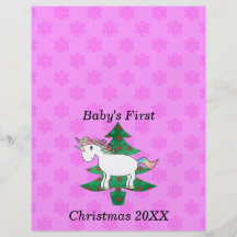 Primer unicornio del navidad del bebé tarjetas informativas