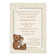 Primera cruz del oso de la comunión invitaciones personales 