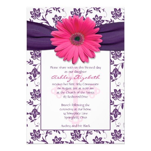 Primera invitación de la comunión de la margarita de Zazzle.es