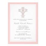 Primera invitación de la comunión del chica rosado