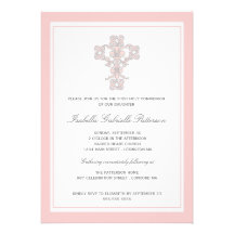 Primera invitación de la comunión del chica rosado