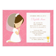 Primera invitación de la comunión para el chica