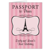 Primera invitación del pasaporte de París del cump Felicitacion