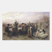 Primera pintura del vintage de la acción de gracia rectangular pegatina