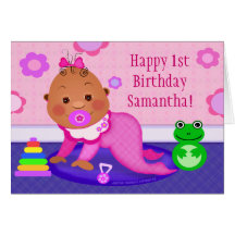 Primera tarjeta de cumpleaños de la niña étnica - 