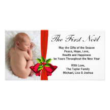 Primera tarjeta de la foto del navidad del bebé ro tarjeta fotografica  