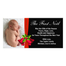 Primera tarjeta de la foto del navidad del bebé ro tarjetas personales con fotos