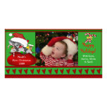 Primera tarjeta de la foto del navidad del bebé tarjeta fotografica  
