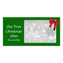 Primera tarjeta de la foto del navidad junto tarjetas con fotos personalizadas
