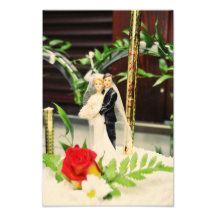 Primero del pastel de bodas de novia y del novio fotografia