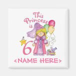 Princesa 6to cumpleaños imán de frigorifico
