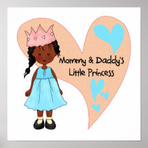 Princesa afroamericana de la mamá y del papá posters