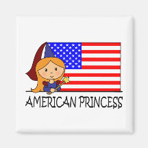 Princesa americana linda Flag del clip art del dib Imán Para Frigorifico