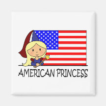 Princesa americana linda Flag del clip art del dib Imán Para Frigorifico