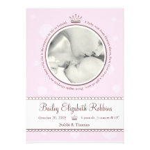 Princesa Birth Announcement Comunicados Personalizados