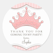 Princesa Birthday Pink Crown Thank usted pegatina