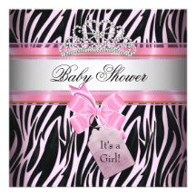 Princesa Black del rosa de la cebra del chica de l Invitacion Personalizada