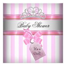 Princesa blanca de la raya del rosa del chica de l invitaciones personalizada