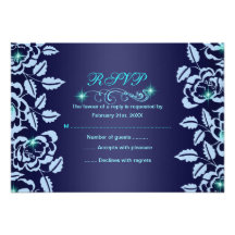 Princesa Blue Rose Sweet16 RSVP Card Comunicados Personales