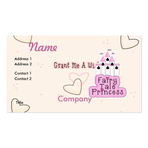 Princesa Castle Design del cuento de hadas Tarjetas De Visita