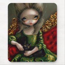 "Princesa con un gato negro" Mousepad Tapetes De Raton