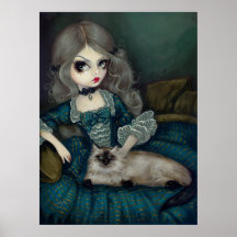 Princesa con una impresión rococó gótica del gato  posters