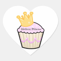 Princesa Cupcake del cumpleaños Calcomanías De Corazones