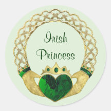 Princesa de Claddagh Pegatinas Redondas