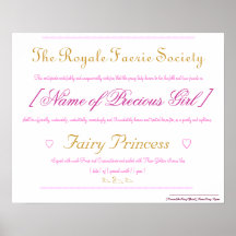 Princesa de hadas Certificate Impresiones